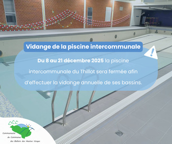 Vidange annuelle de la piscine intercommunale du 8 au 21 décembre 2025