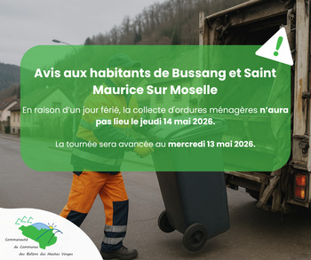 MODIFICATION COLLECTE - Communes Saint Maurice sur Moselle et Bussang 